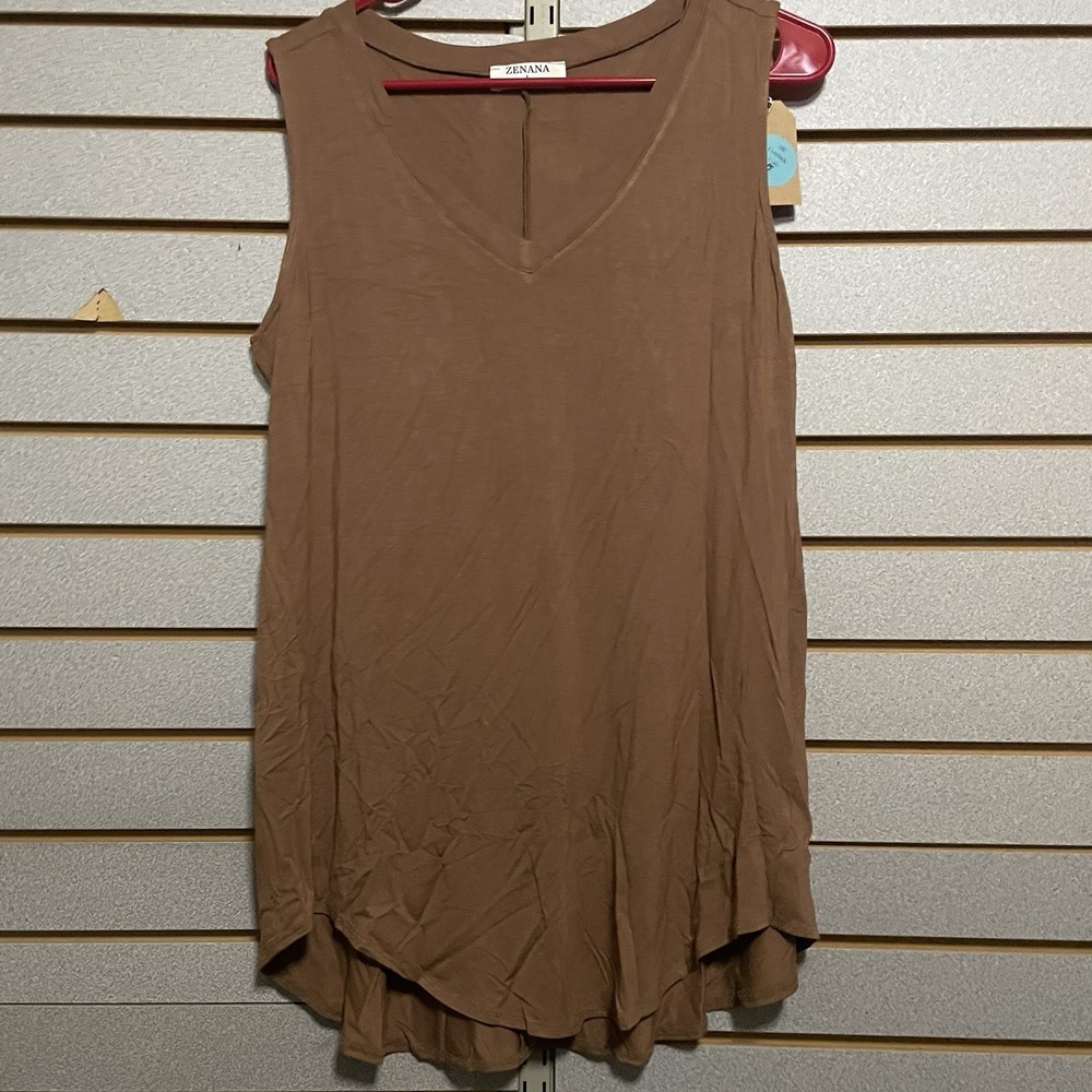NWTS New Zenana L Brown Tank Top Comfortable Flowy‎ Soft